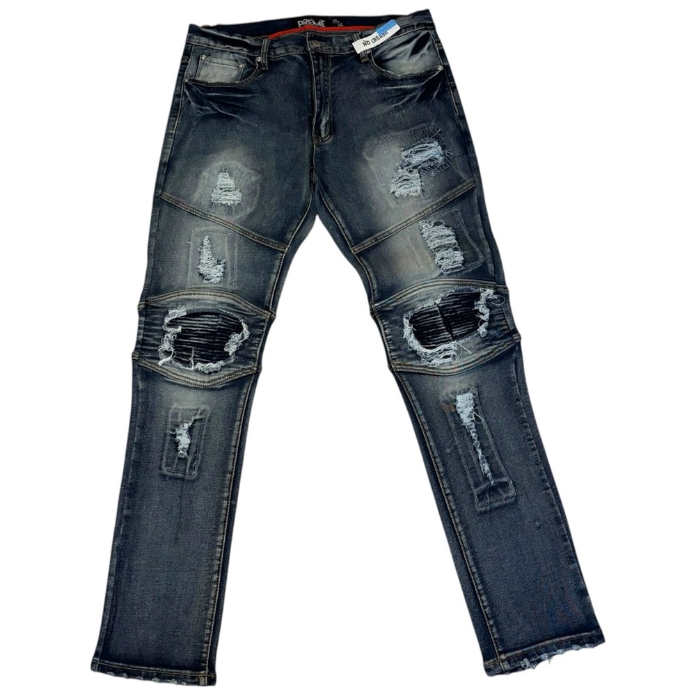 Stylish Distressed Ripped Slim Jeans Size 38W/ 34L Grunge/Streetwear
